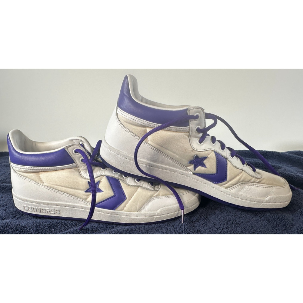 Converse Pro Leather Mid White Purple Star Chevron Size 10